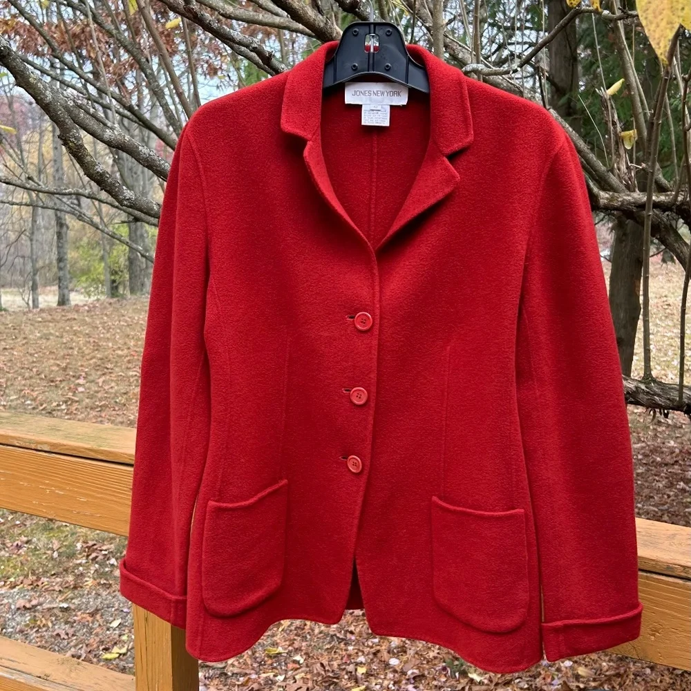Jones New York Brick Red Wool Blazer, Size 12 - Picture 5 of 16